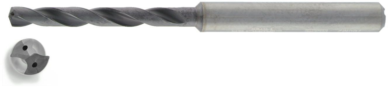 VHM HPC Bohrer 5xD mit IK Ø 4,1 mm, TiAlN besch.