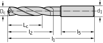 technische Zeichnung VHM HPC Bohrer 150-05